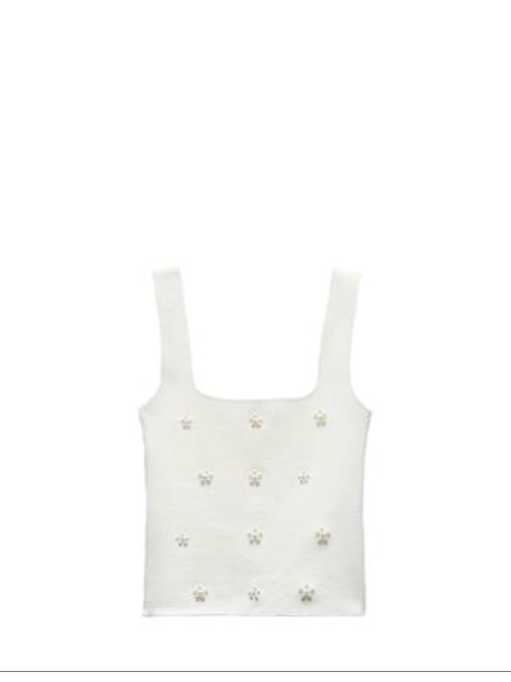 Zara White Floral Embellished Square-Neck Tank Top